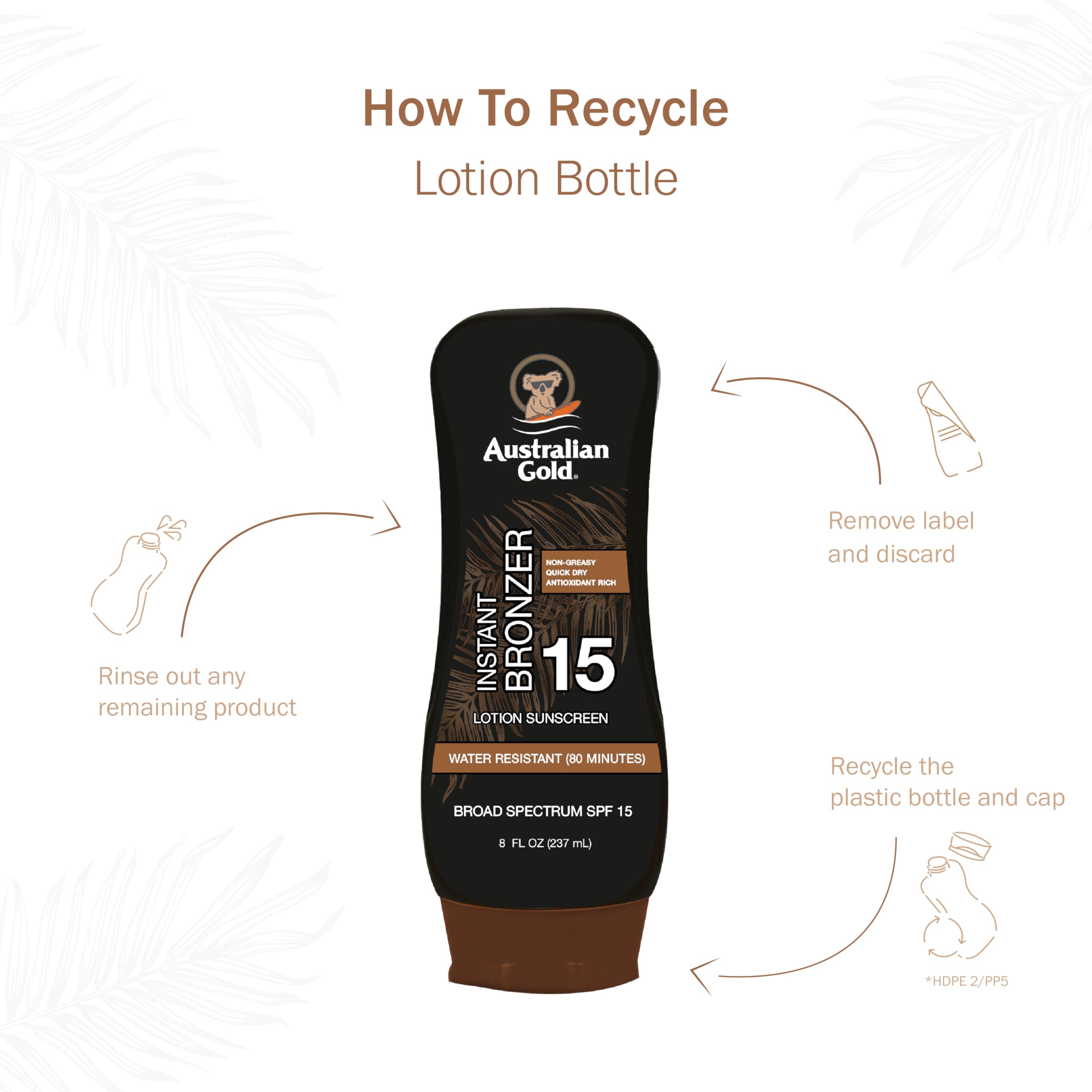 Australian Gold SPF15 Lotion Bronzer non testé sur les animaux.