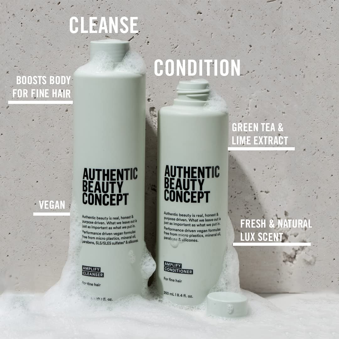 Authentic Beauty Concept Amplify volume-cheveux-fin pour une chevelure plus généreuse.