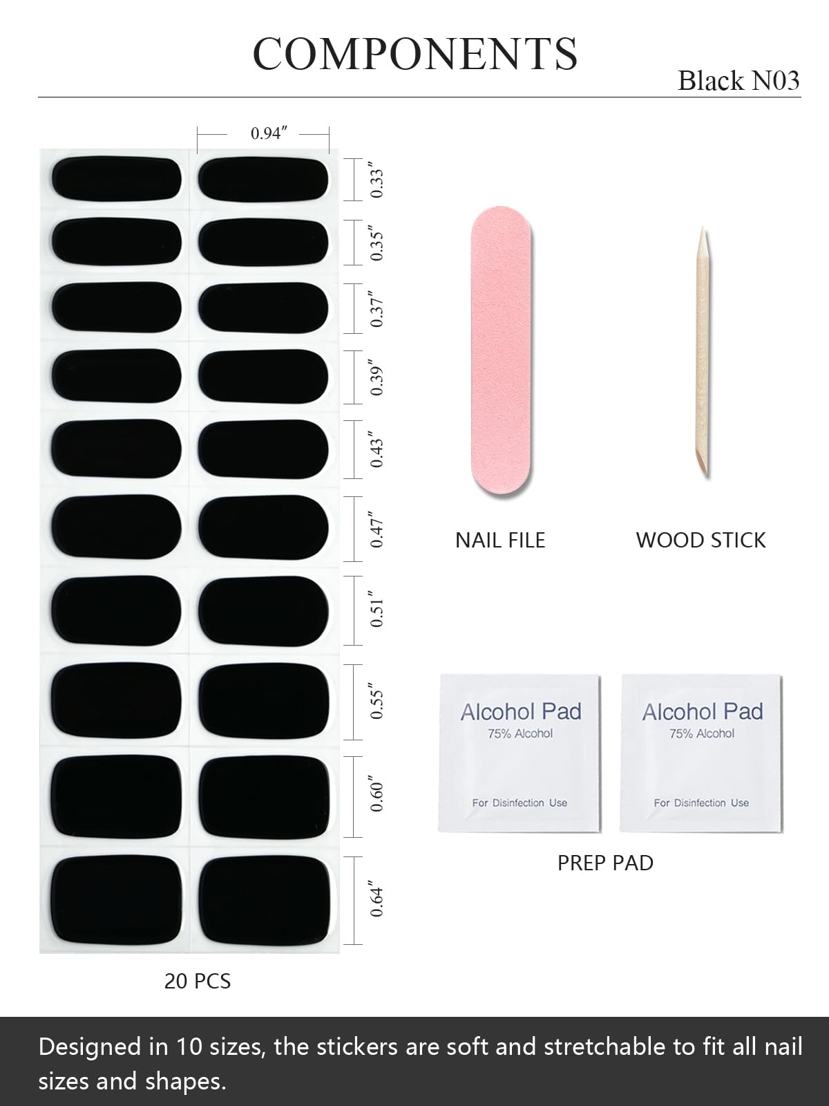 AutyaMee bandes-ongles-gel-noir-n03 application facile sous lampe UV/LED.