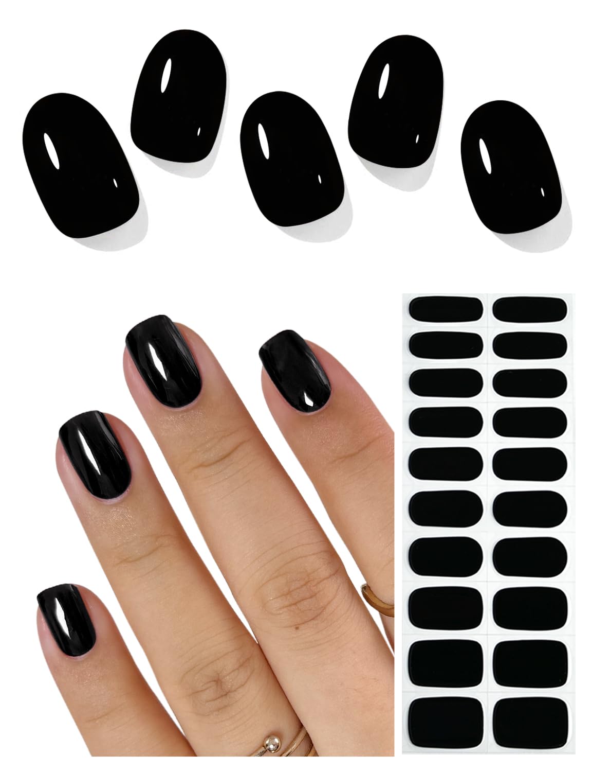 AutyaMee bandes-ongles-gel-noir-n03 emballage prêt à l'emploi.