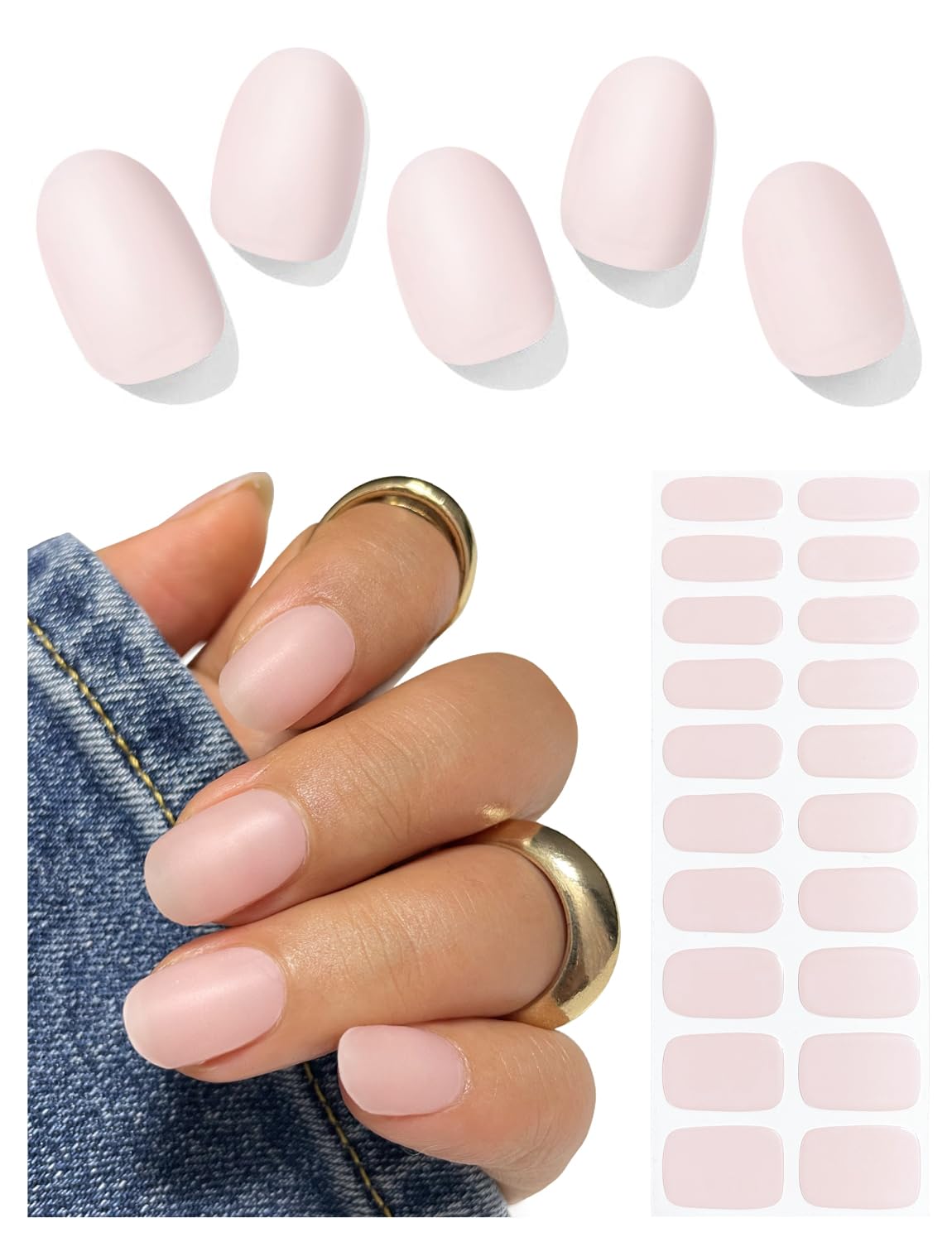 Bandes Gel semi-cuites AutyaMee matte rose lait pour une manucure rapide et élégante.