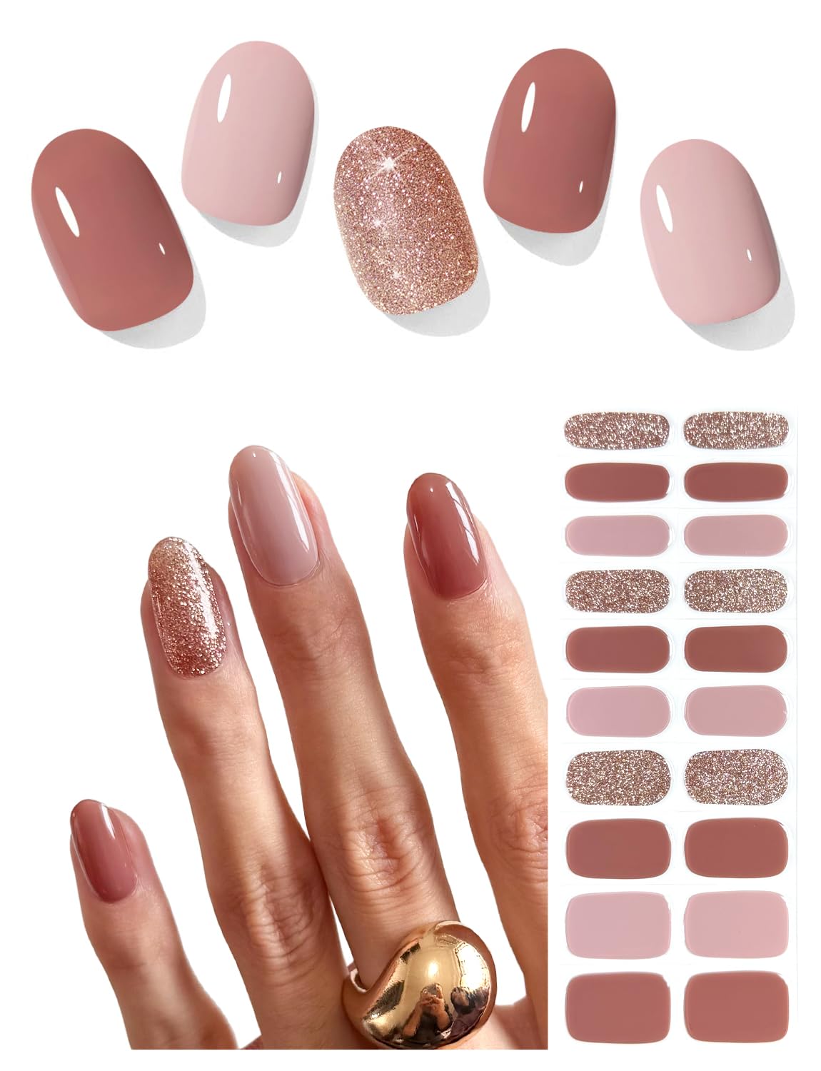 AutyaMee Brown Ombré : bandes gel faciles à poser pour salon à domicile.