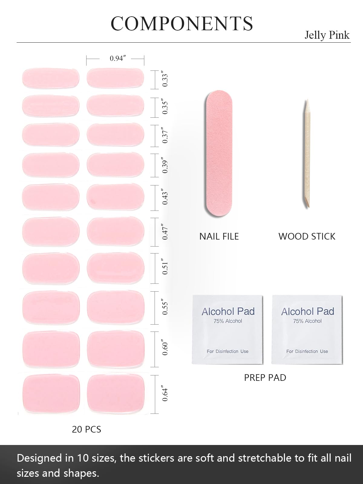 AutyaMee kit inclus avec lingettes et lime pour préparer les ongles
