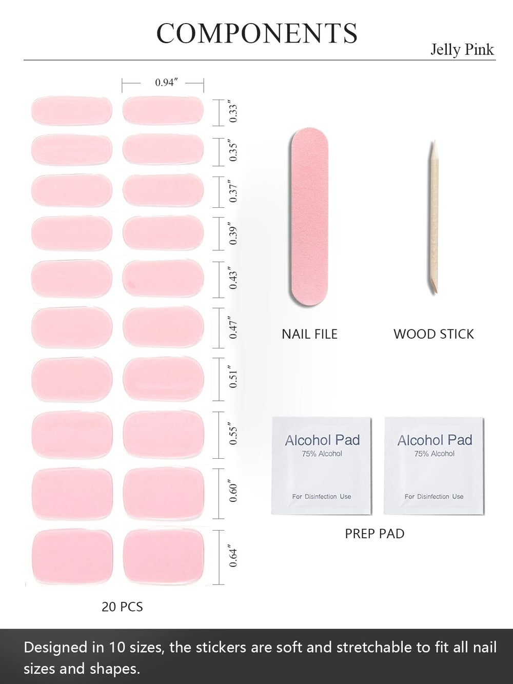 AutyaMee kit inclus avec lingettes et lime pour préparer les ongles