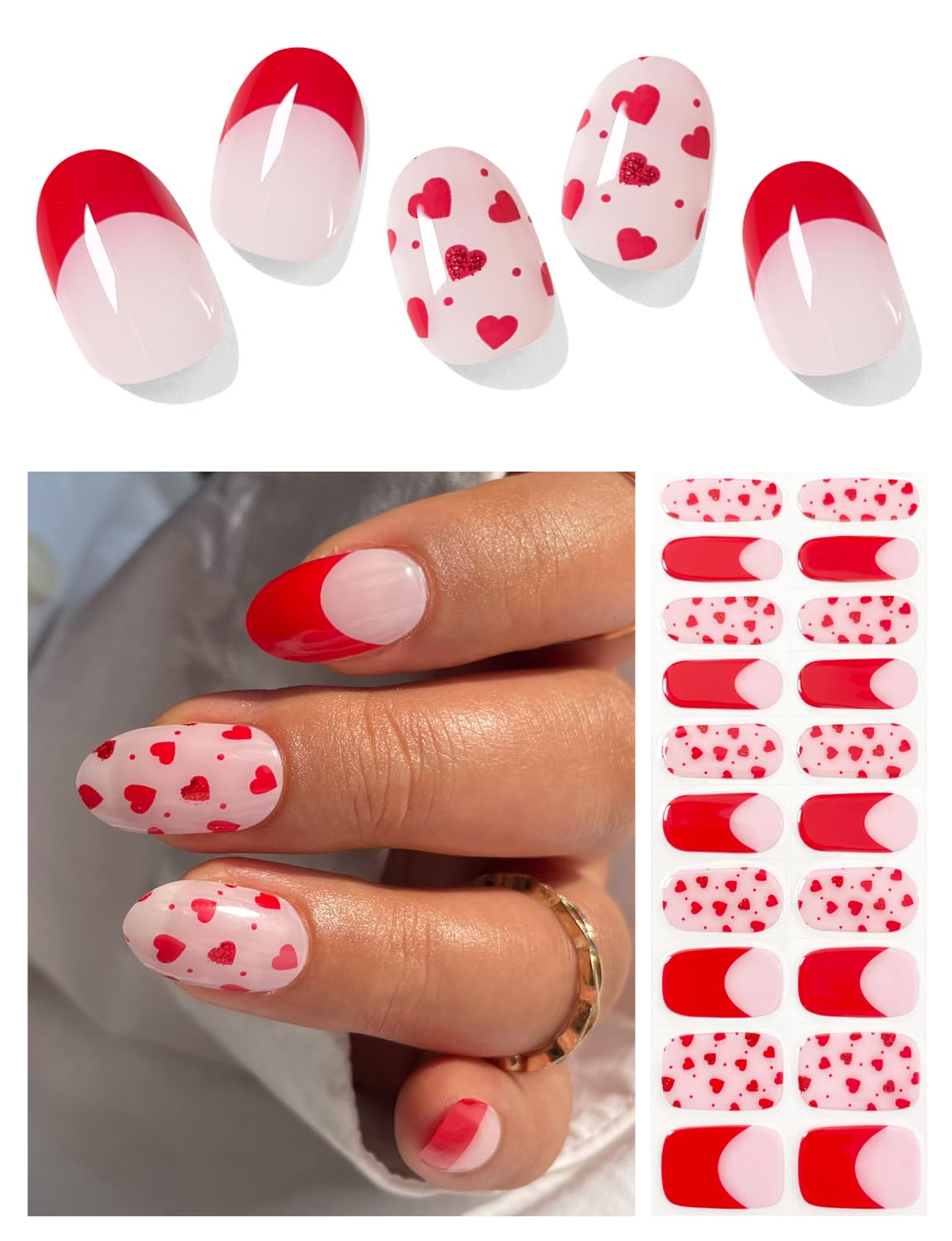 AutyaMee Strips Gel Semi-Cuits Coeur Rouge 20pcs – application simple et rapide