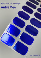AutyaMee Strips Gel Bleu Miroir – durcissement sous lampe UV ou LED.