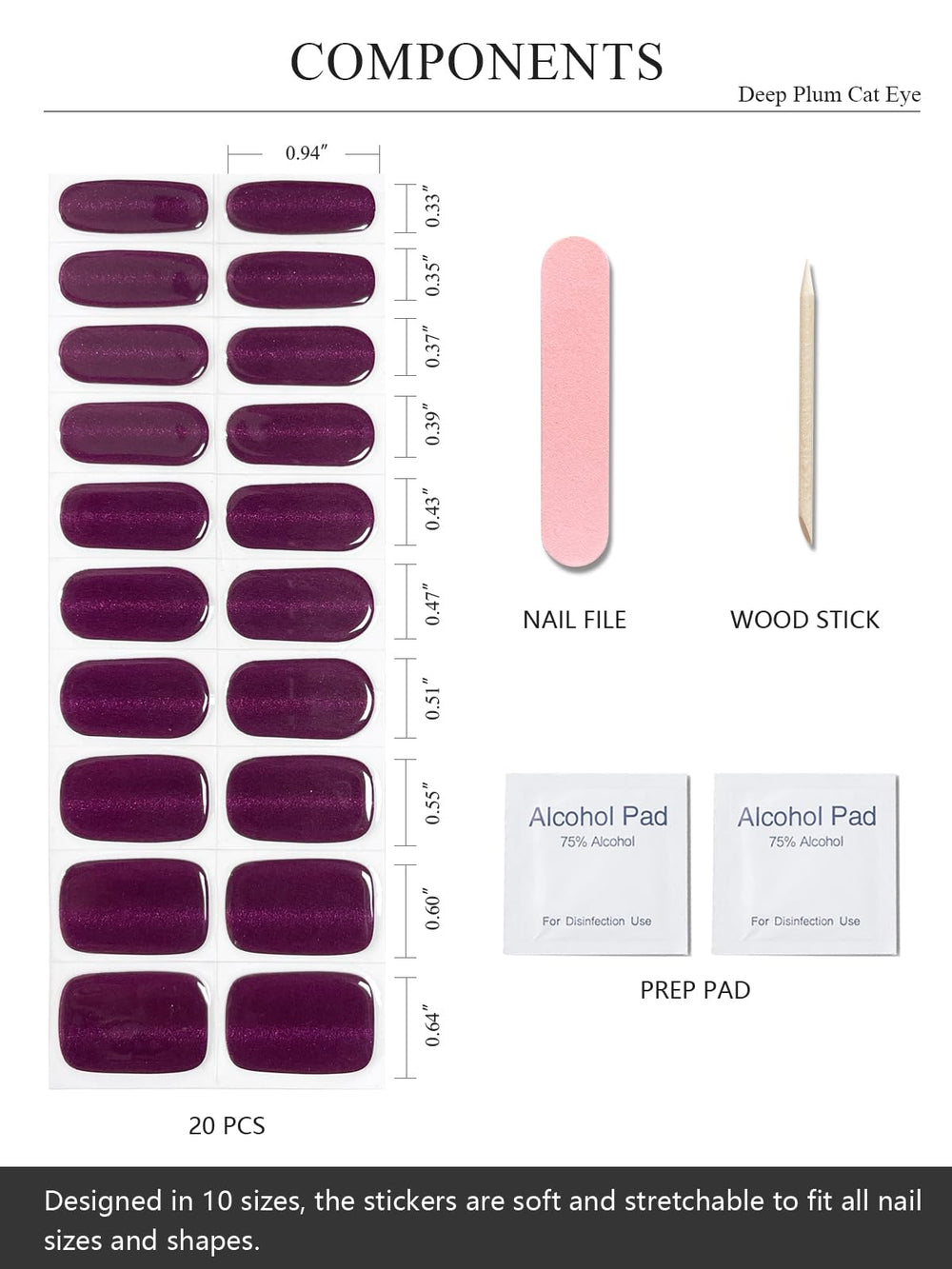 AutyaMee accessoires inclus: lingettes préparation et lime à ongles.