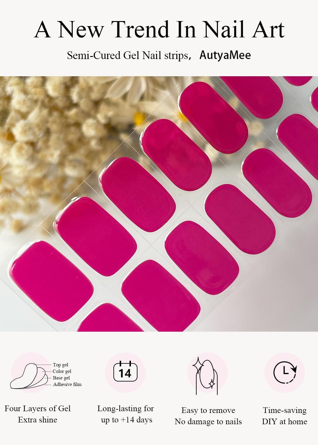 AutyaMee accessoires inclus: lime, tampons de préparation et bâtonnet pour une application précise.