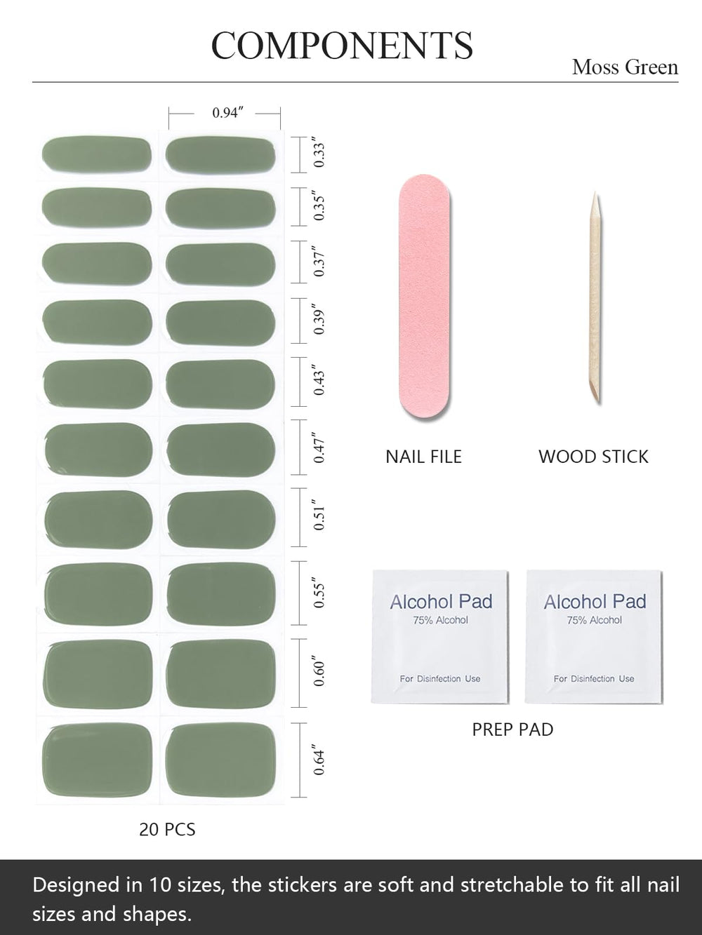 AutyaMee bande gel Army Green en cours d’application sur un ongle naturel.