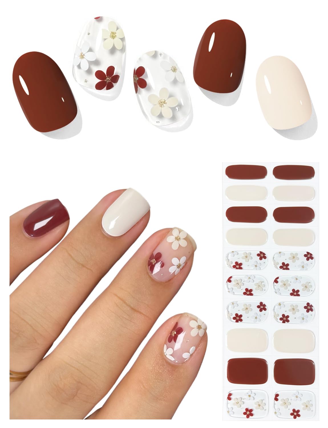 AutyaMee bandes-vernis-gel Automne Fleur – boîte prête à l’emploi pour salon à domicile.
