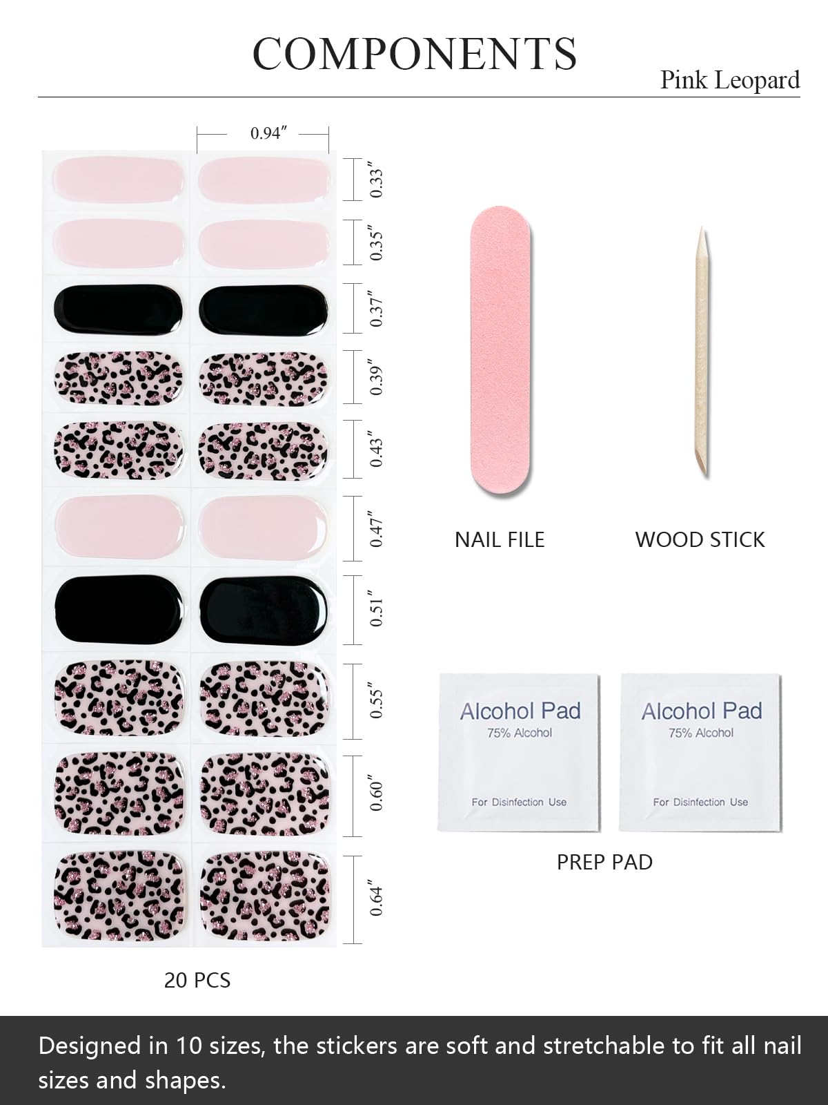 AutyaMee ensemble de 20 bandes gel ongulaire offrant choix et finition salon
