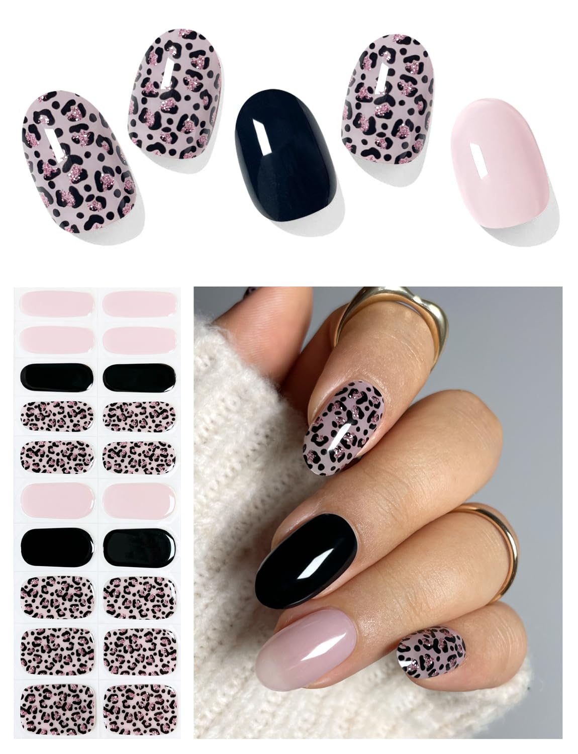AutyaMee rubans gel semi-cuits rose zébré sur ongles pour une manucure tendance et durable