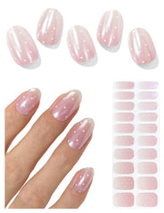 AutyaMee strips ongles gel semi-cuits blancs à points, manucure rapide à domicile