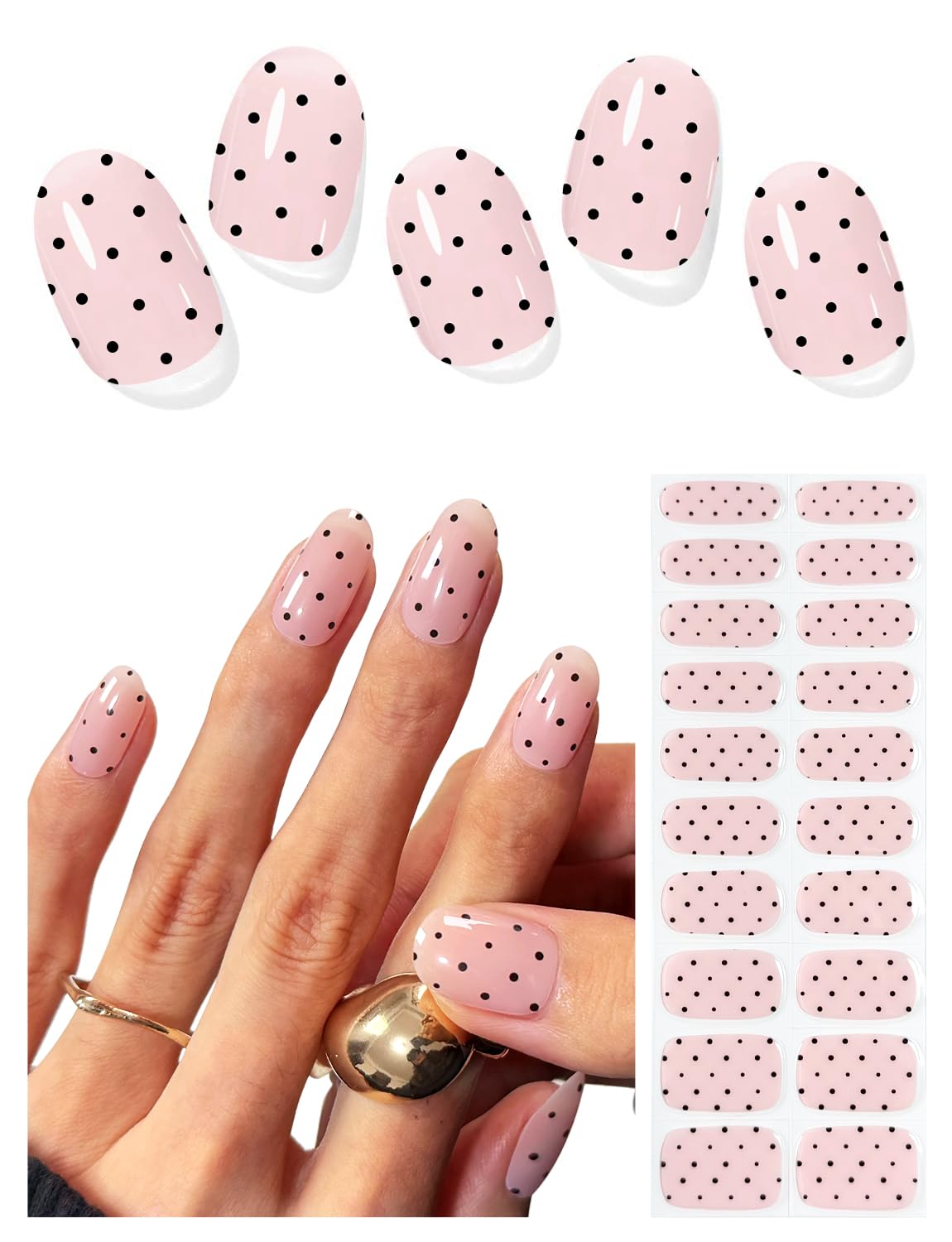 AutyaMee boîte vernis semi-cure pois noirs prête pour une manucure à domicile.