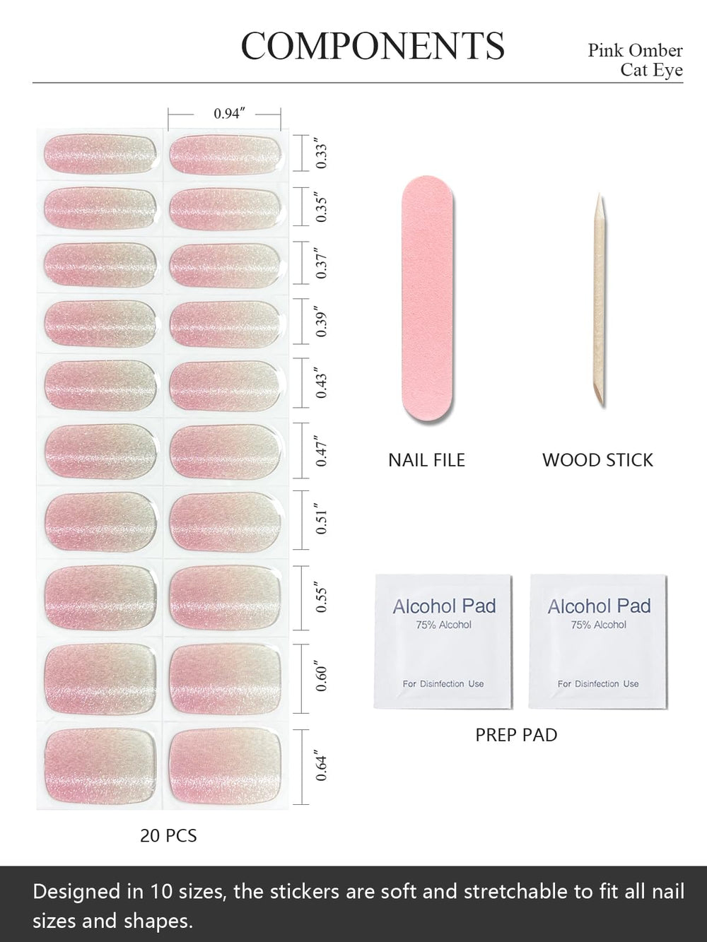 AutyaMee Kit accessoires préparation ongles tampons lime baton