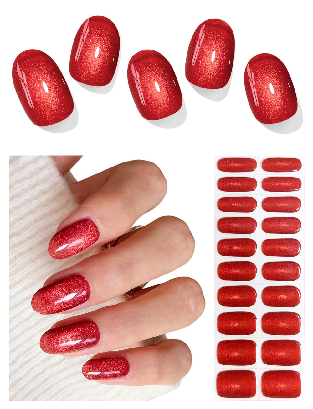 AutyaMee Strips Gel Œil-de-chat Rouge 20 pièces, résultat brillant et durable.