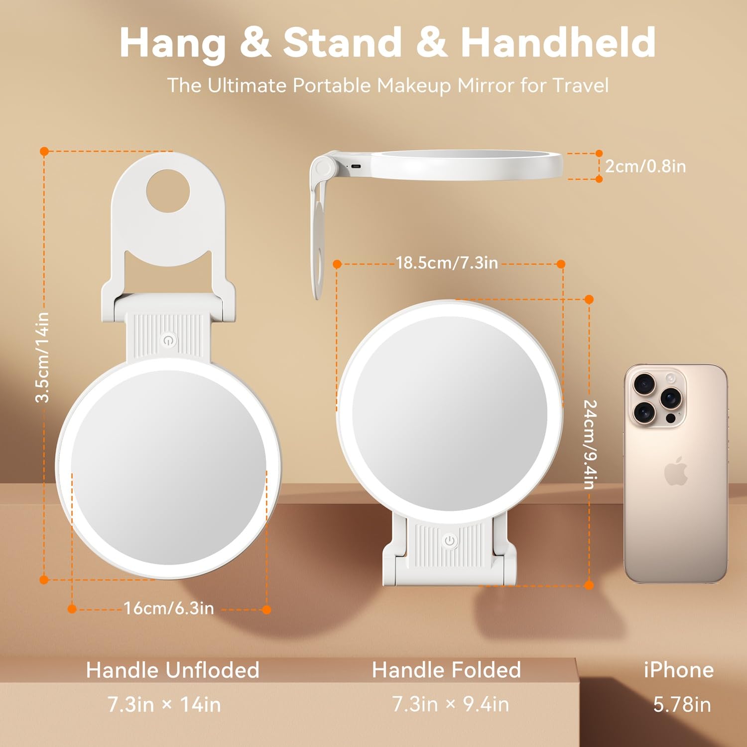 Miroir Auxmir design compact et élégant pour sac à main