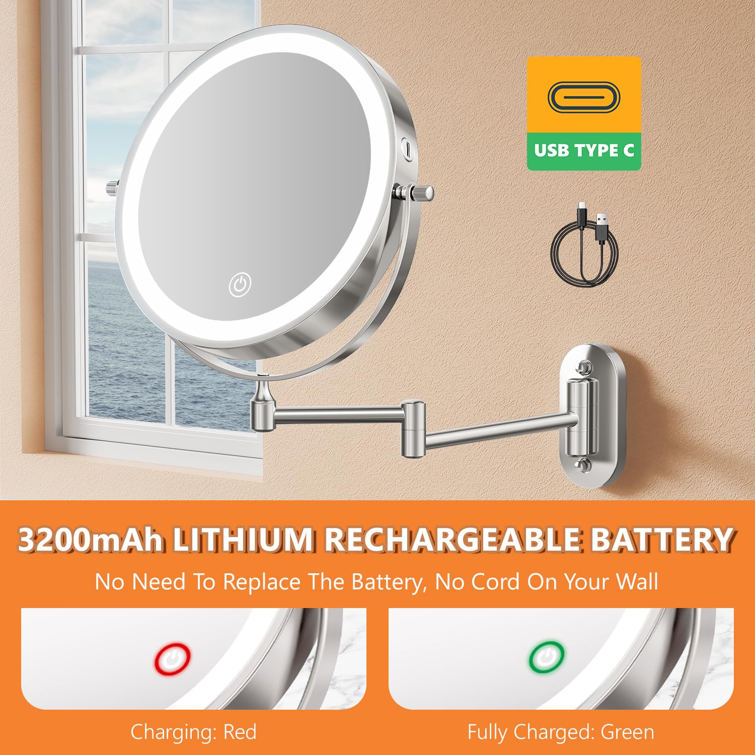 Auxmir miroir double-face 1X/20X pour vérification précise des détails.