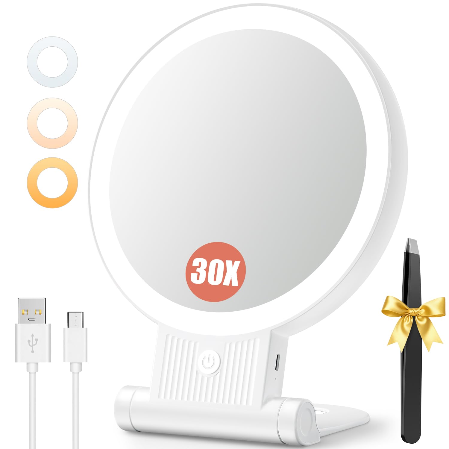Miroir Auxmir avec loupe 1x et 30x pour maquillage précis