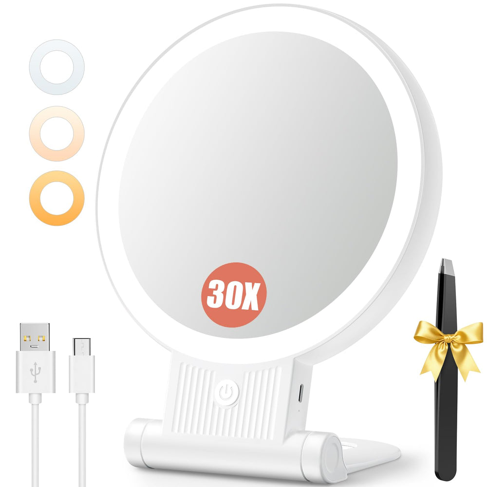 Miroir Auxmir avec loupe 1x et 30x pour maquillage précis