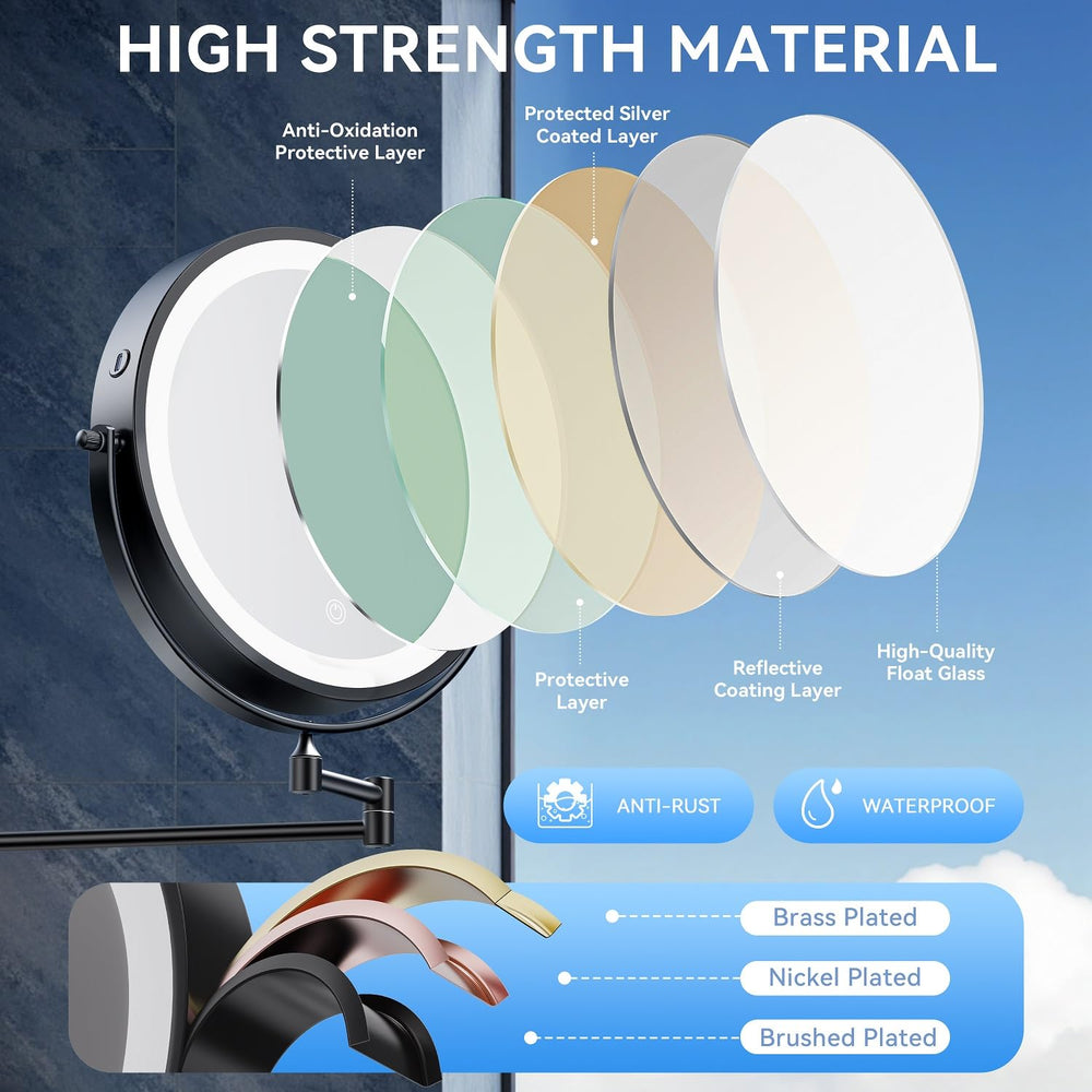 Auxmir miroir trois couleurs d’éclairage pour différents ambiances.