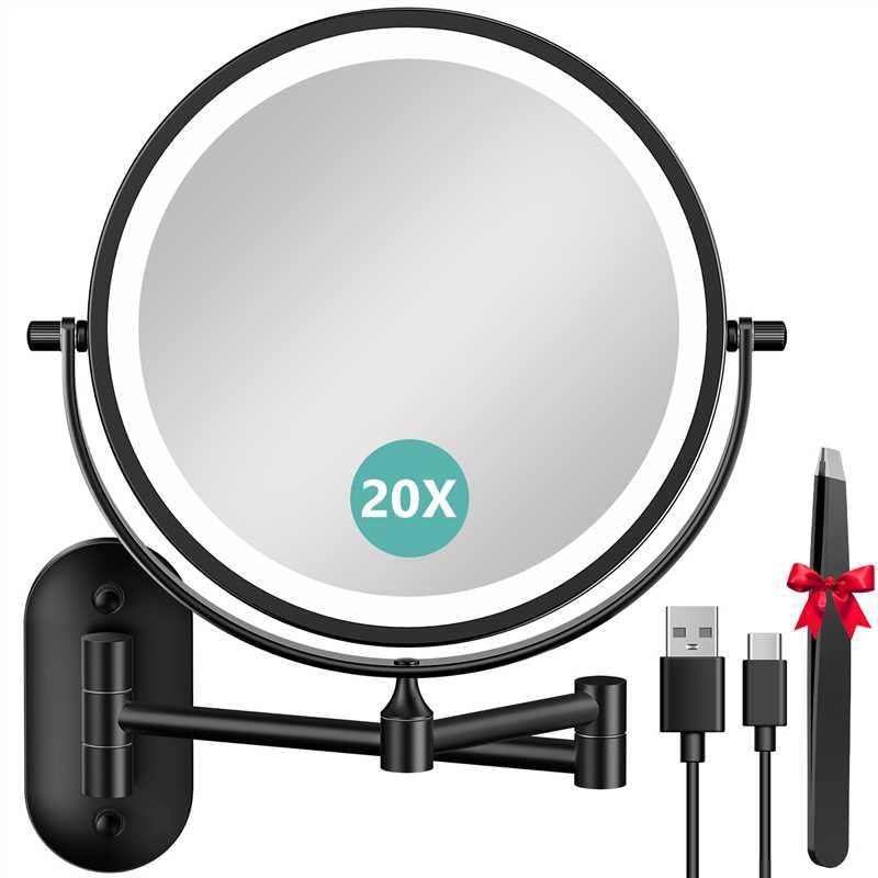 Auxmir miroir maquillage 8 pouces avec lumière, reflet net pour maquillage précis.