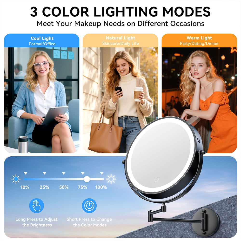 Auxmir miroir avec charge USB-C et adaptateur inclus.