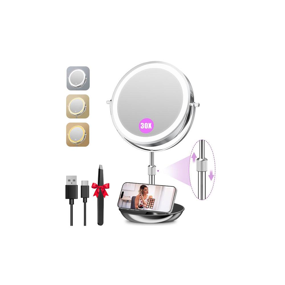Miroir Auxmir grand 9 pouces avec lumière double-face pour un maquillage précis.