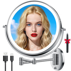 Auxmir miroir maquillage mural 10 pouces avec lumière pour vue dégagée du visage