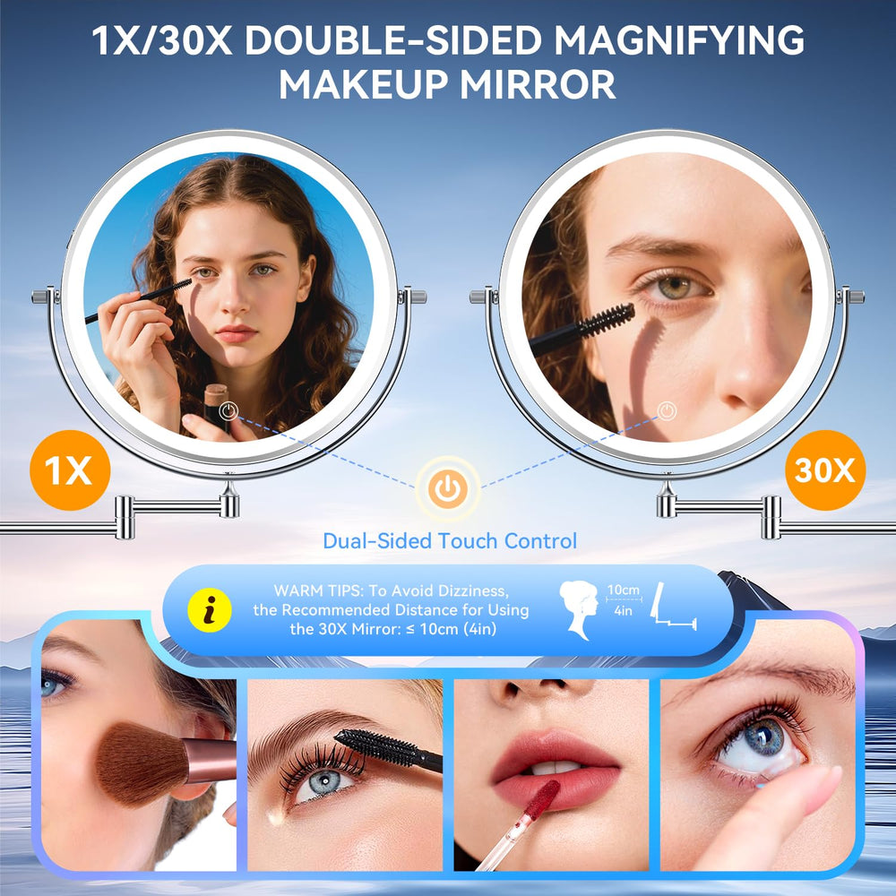 Auxmir miroir 1x et 30x pour maquillage global et détails précis