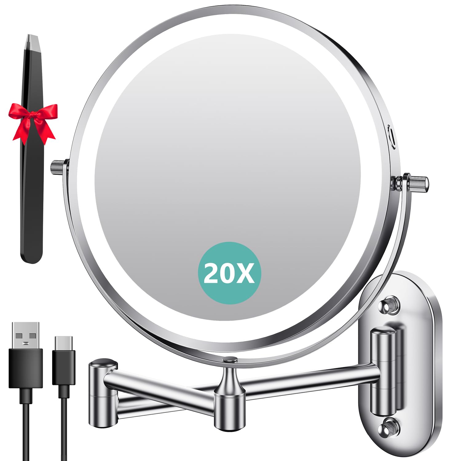 Auxmir miroir mural lumineux 8 pouces pour un maquillage clair et net.