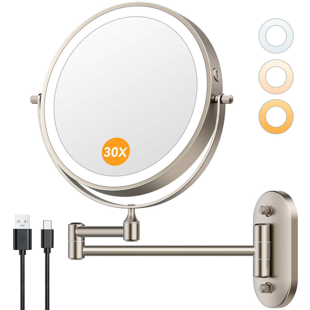 Auxmir miroir mural 8 pouces double face, pratique pour le maquillage quotidien.