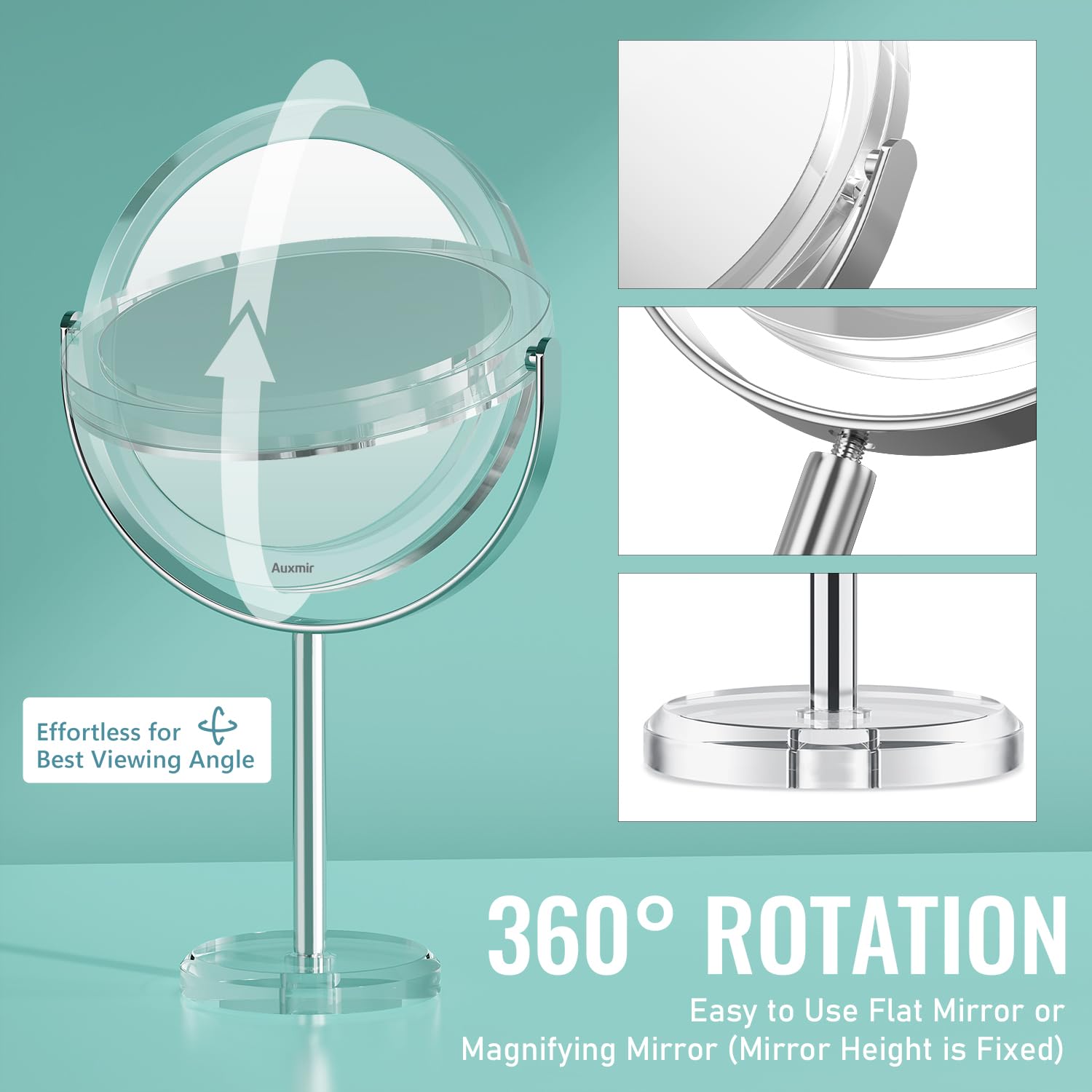 Auxmir miroir portable léger, parfait pour les voyages.