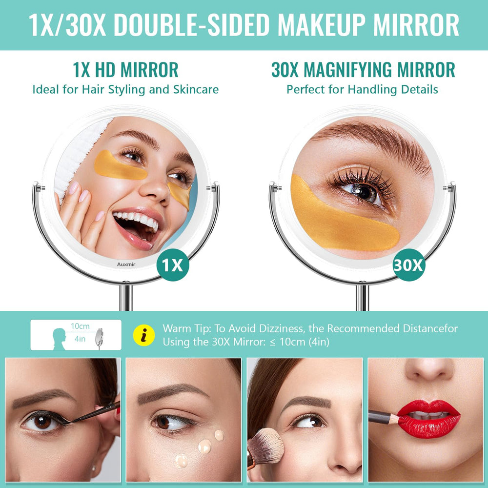 Auxmir miroir portable avec rotation à 360° pour maquillage rapide.