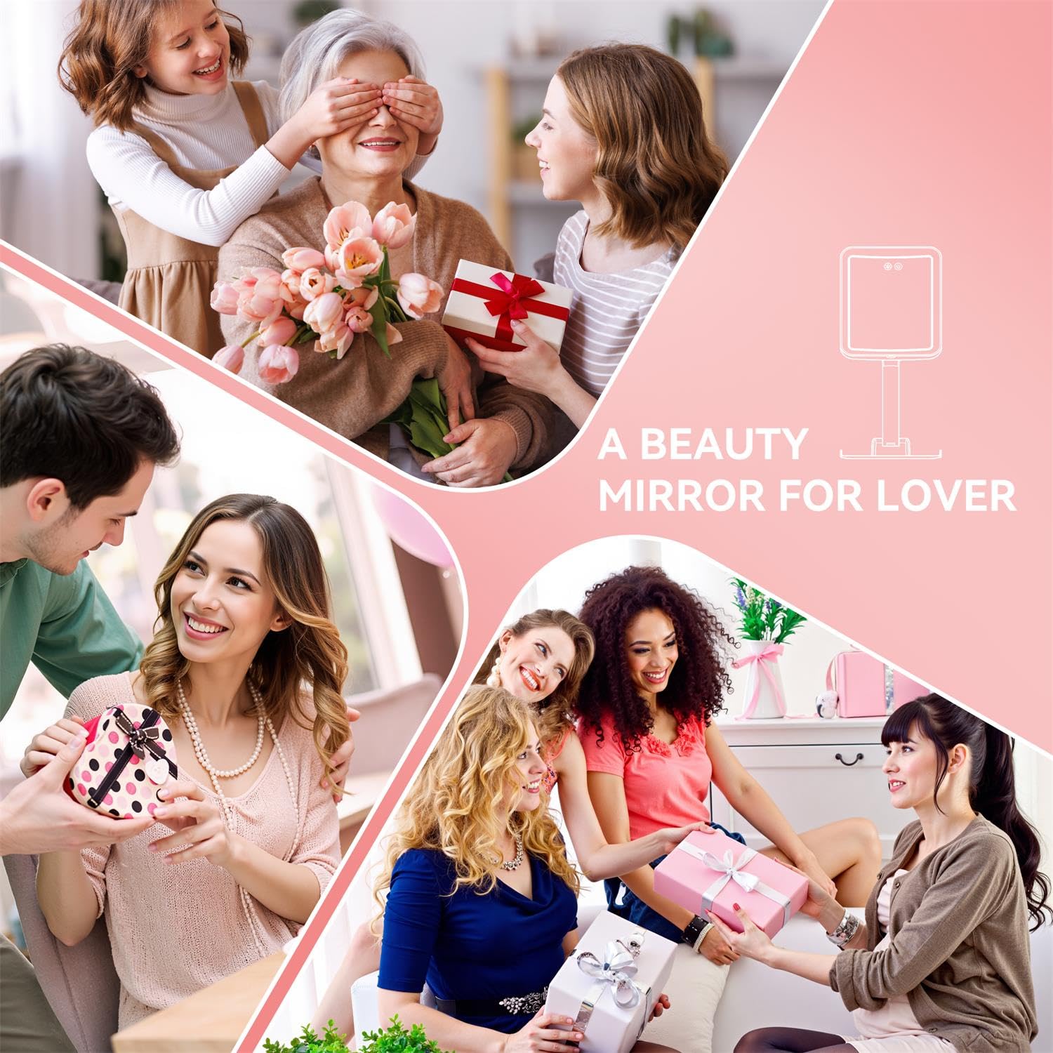 Miroir pliable avec angle reglable pour diverses positions.