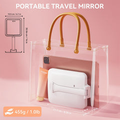 Miroir de voyage compact et fin pour l’emporter facilement.