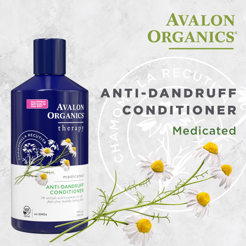 Flacon Avalon Organics montrant huile d’arbre à thé pour soin antipelliculaire.