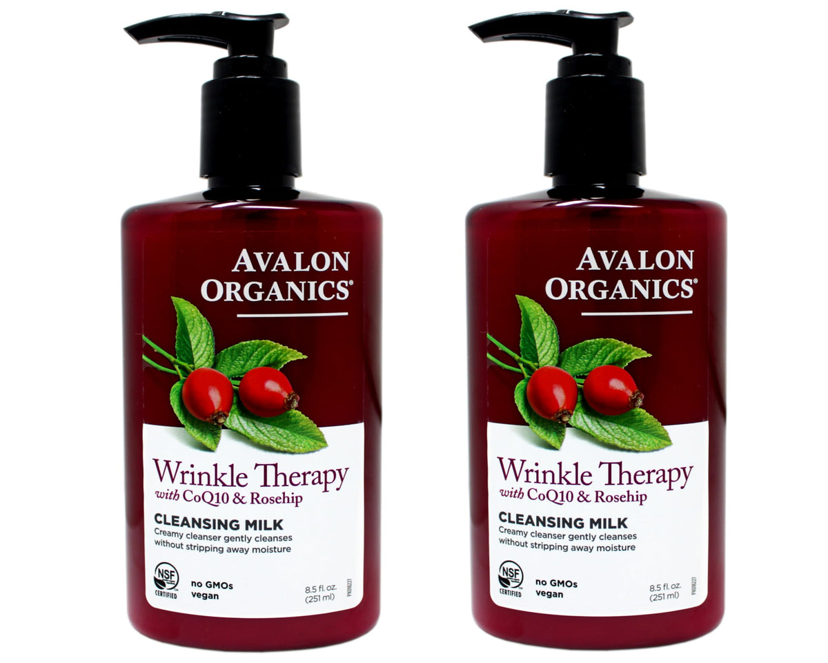 Avalon Organics CoQ10 Lait Nettoyant Visage – bouteille élégante et hydratante.