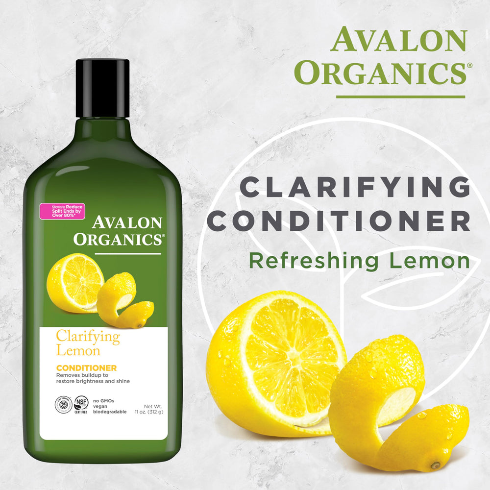 Avalon Organics ingrédients citron-quinoa-aloe, mélange nourrissant pour cheveux.