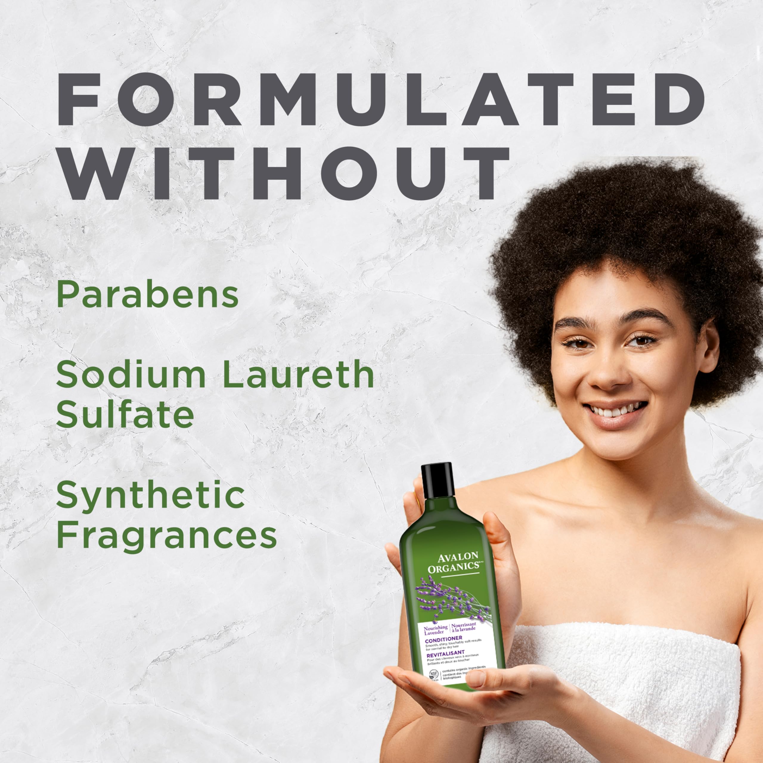 Avalon Organics Nourrissant Lavande - étiquette certifiée NSF.