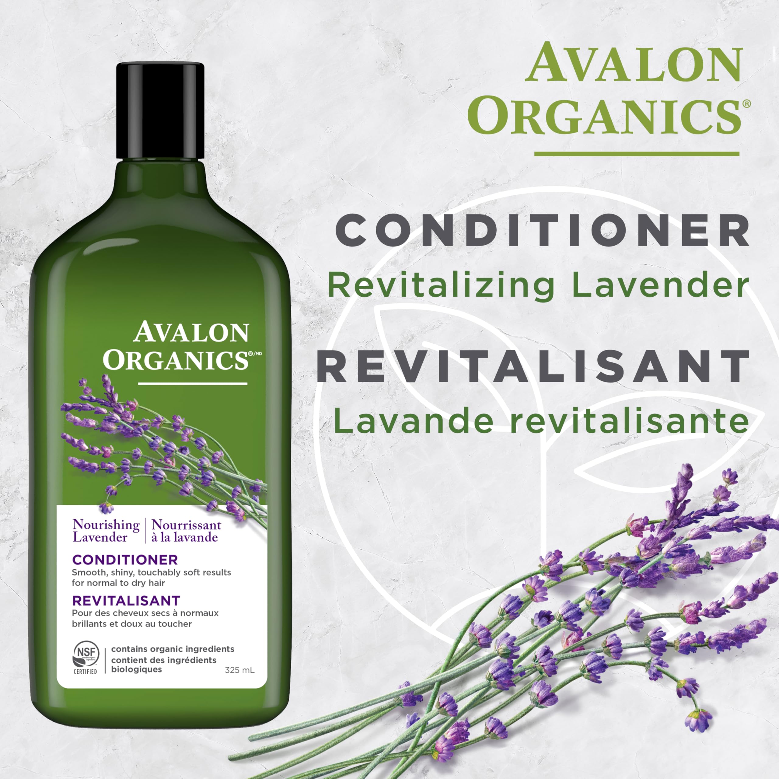 Avalon Organics Nourrissant Lavande - versement pompe, démêlage facilité.