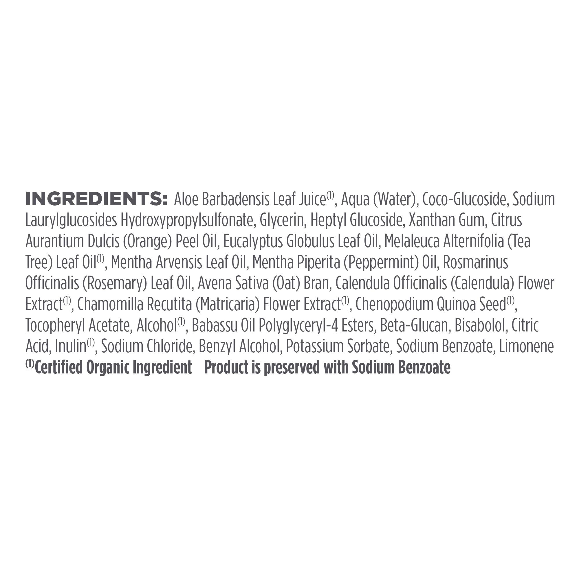 Avalon Organics Shampoing Arbre à Thé, ingrédients botaniques dont théier, aloe et protéines de quinoa.