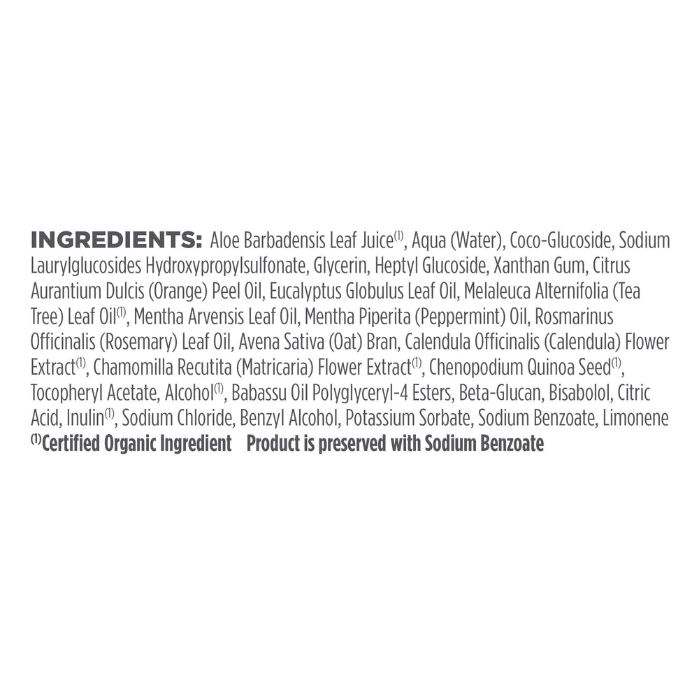 Avalon Organics Shampoing Arbre à Thé, ingrédients botaniques dont théier, aloe et protéines de quinoa.