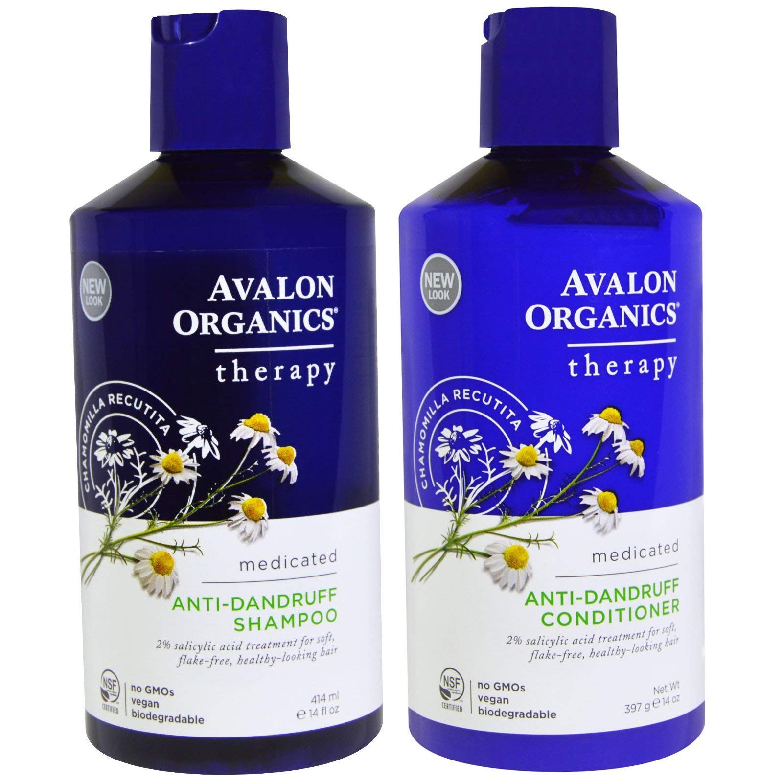 Avalon Organics Shampoing anti-pelliculaire en flacon, rafraîchissant et facile à utiliser.