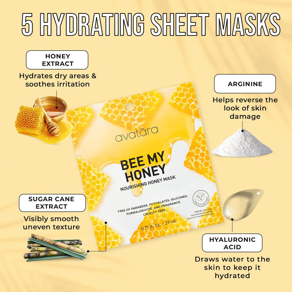 Avatara Bee My Honey masque visage fibre Tencel, douceur naturelle.