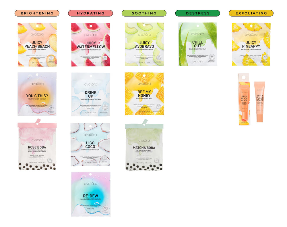 Avatara Bee My Honey pack de 5 masques, routine hydratante pratique.
