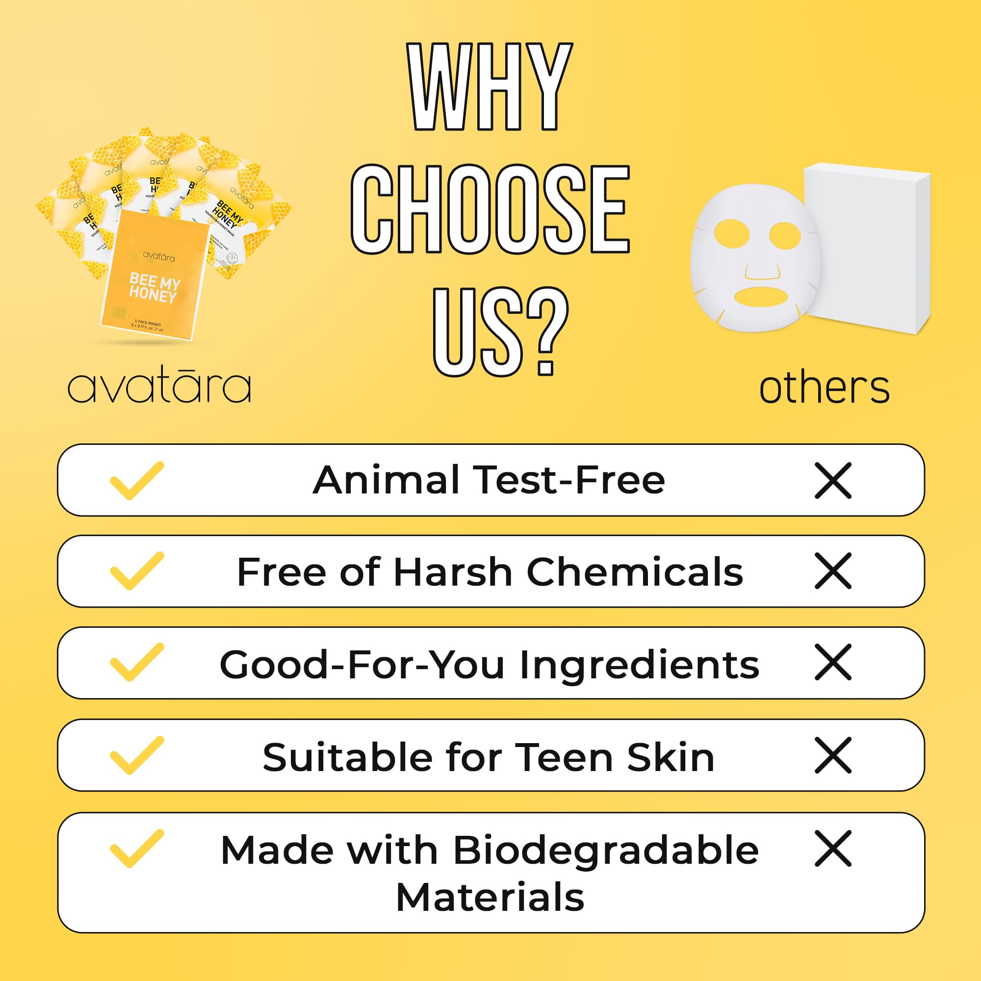Avatara Bee My Honey masque pores resserés, peau plus lisse.