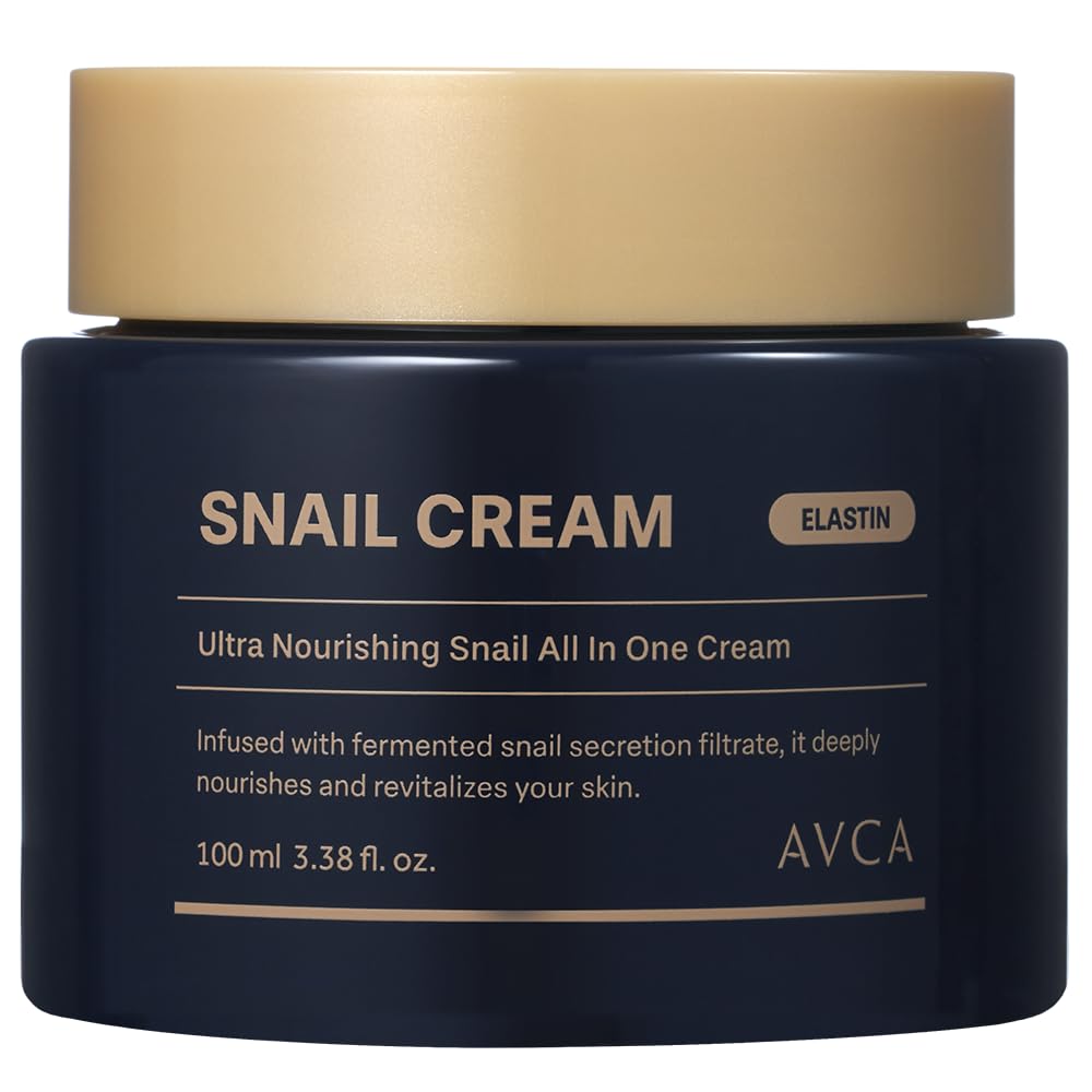 AVCA Crème Mucin Escargot, flacon pompe pratique pour hydratation quotidienne.