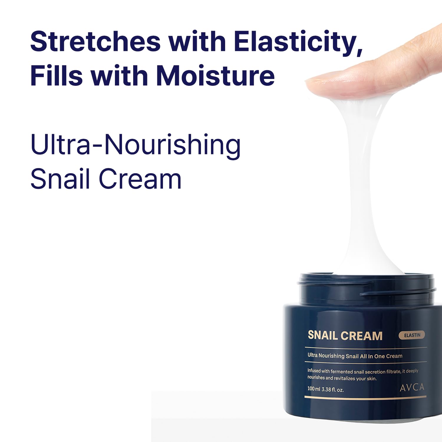 Texture gel légère AVCA Mucin Escargot pour absorption rapide.