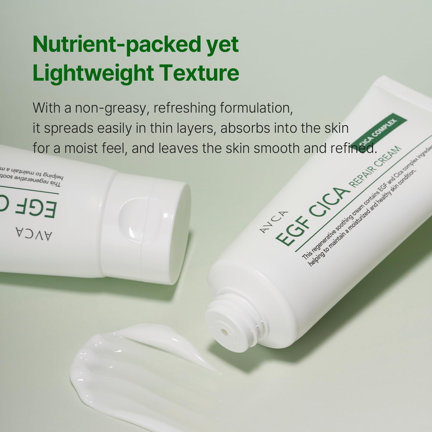 AVCA EGF Cica Repair Cream sans parfum, idéal pour peaux sensibles.
